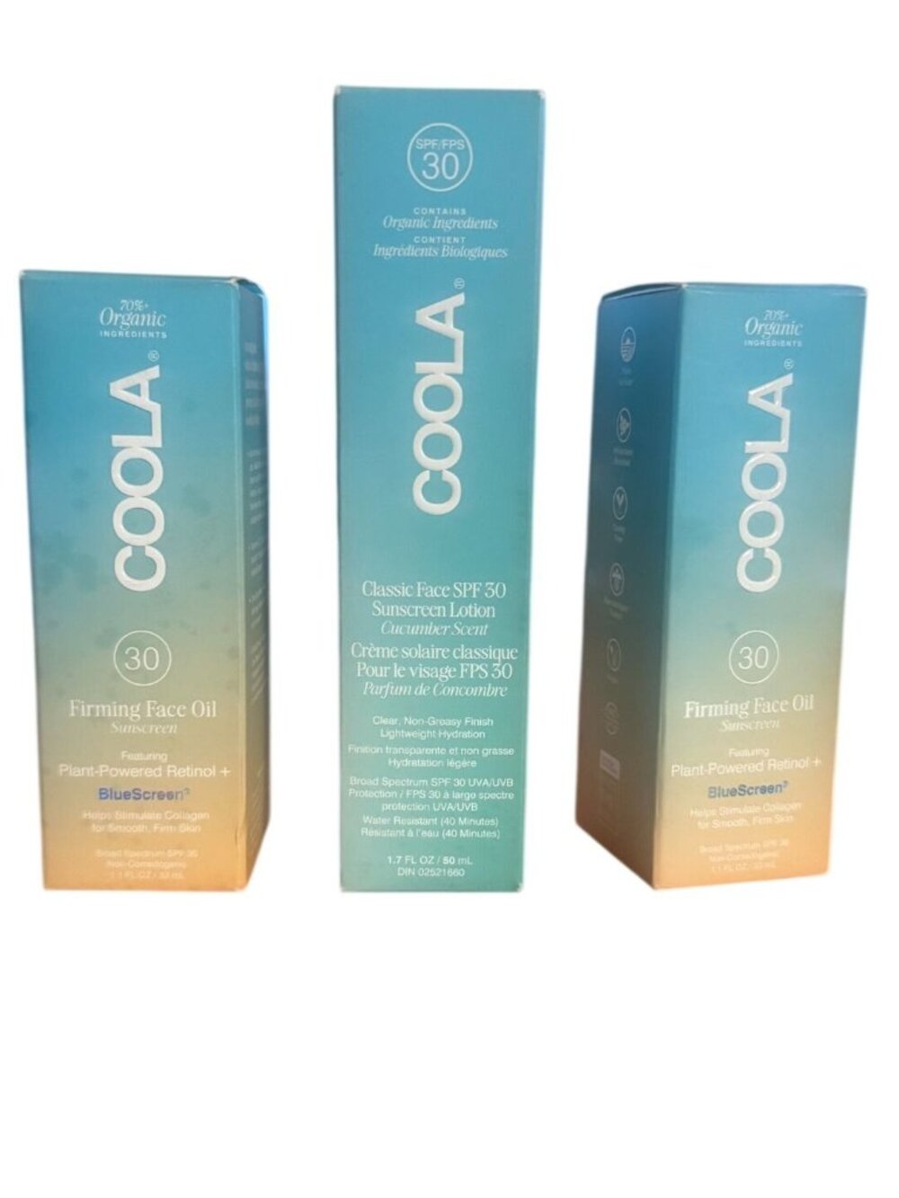 Coola Firming Face Oil & Classic Face SPF 30 Sunscreen Lotion Set 70% Organic Ve
